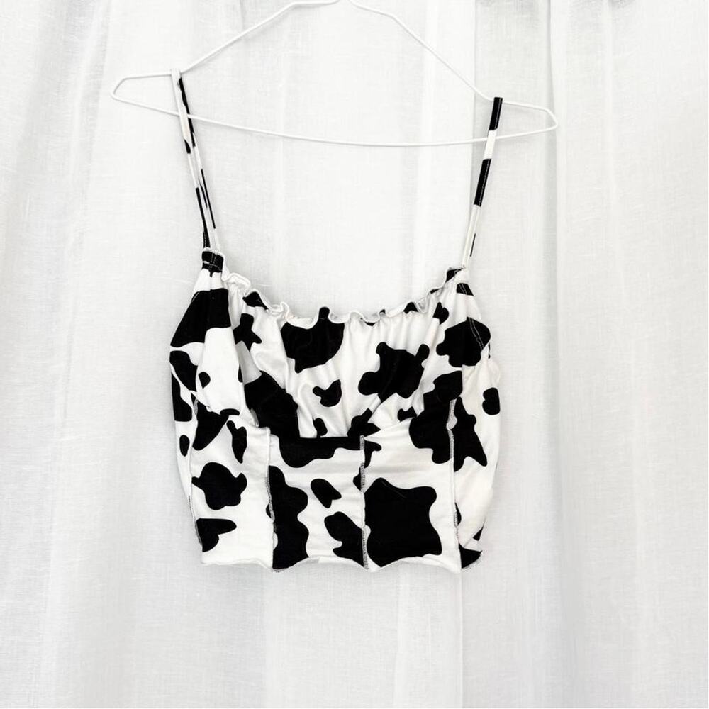 ✦ cow print milkmaid cami top ✦